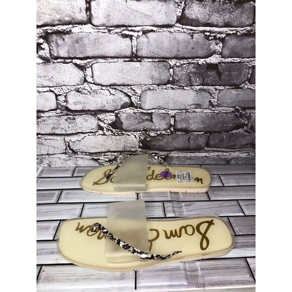 Sam Edelman Luciana Clear Cream Snakeskin Thong Strap Slide Sandals Women 10.5M - Picture 11 of 16
